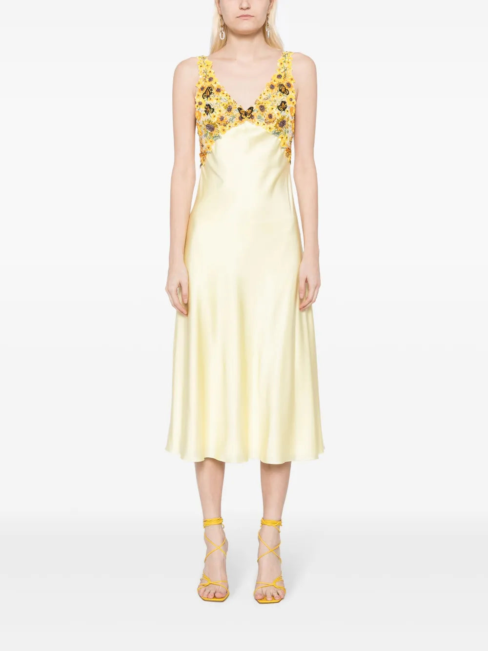 Beaded Stretch-Silk Slip Dress