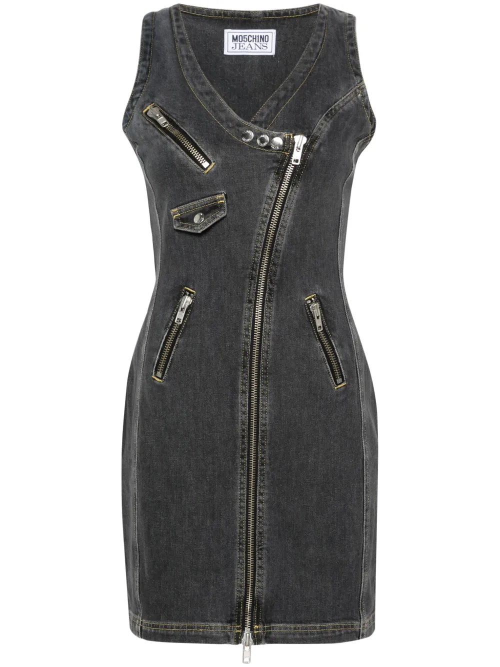 Zip-Detailing Denim Mini Dress