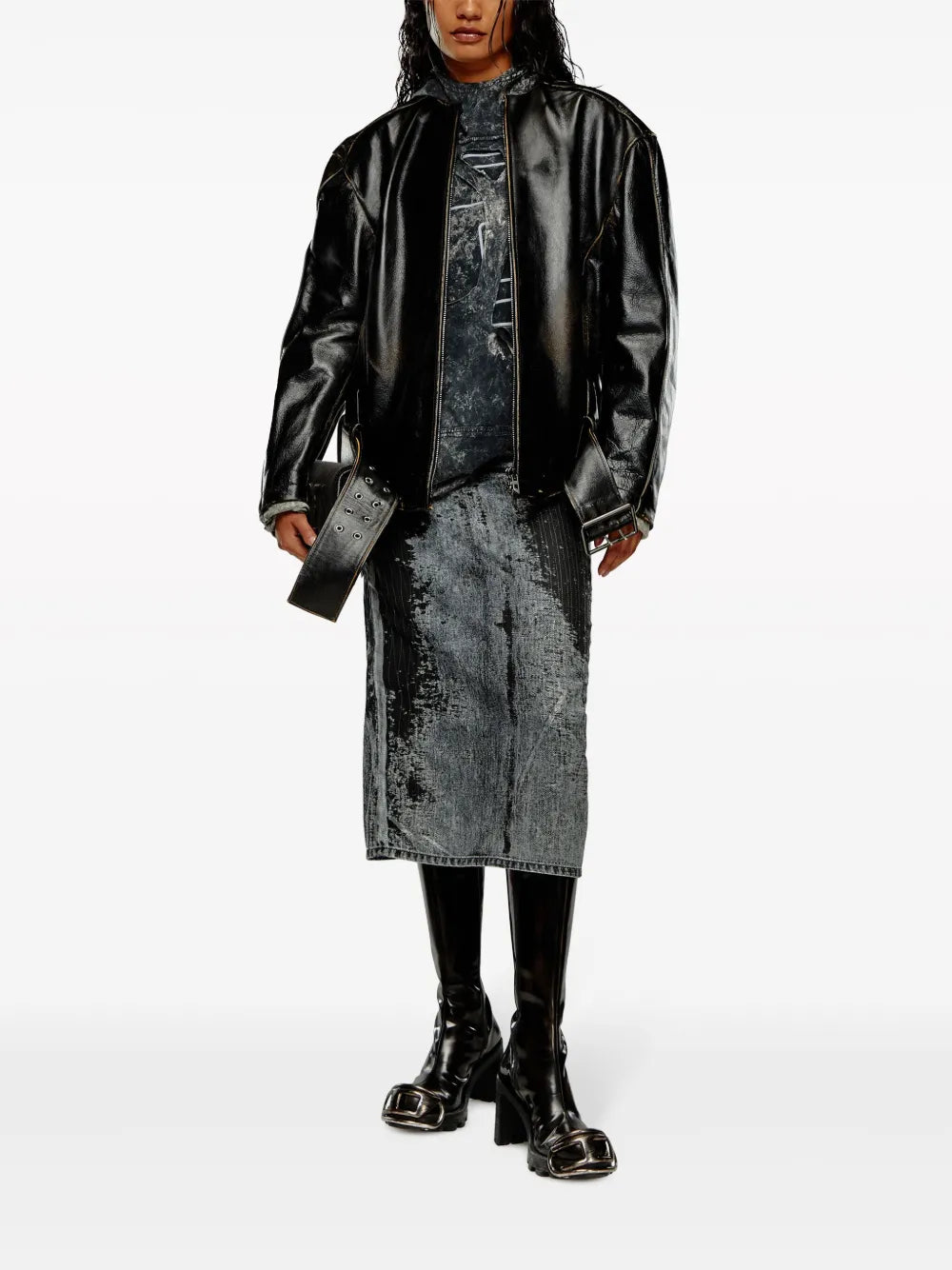 L-Margy Collarless Leather Jacket