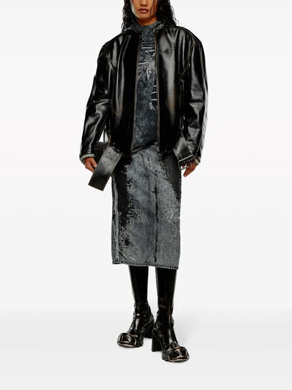 L-Margy Collarless Leather Jacket
