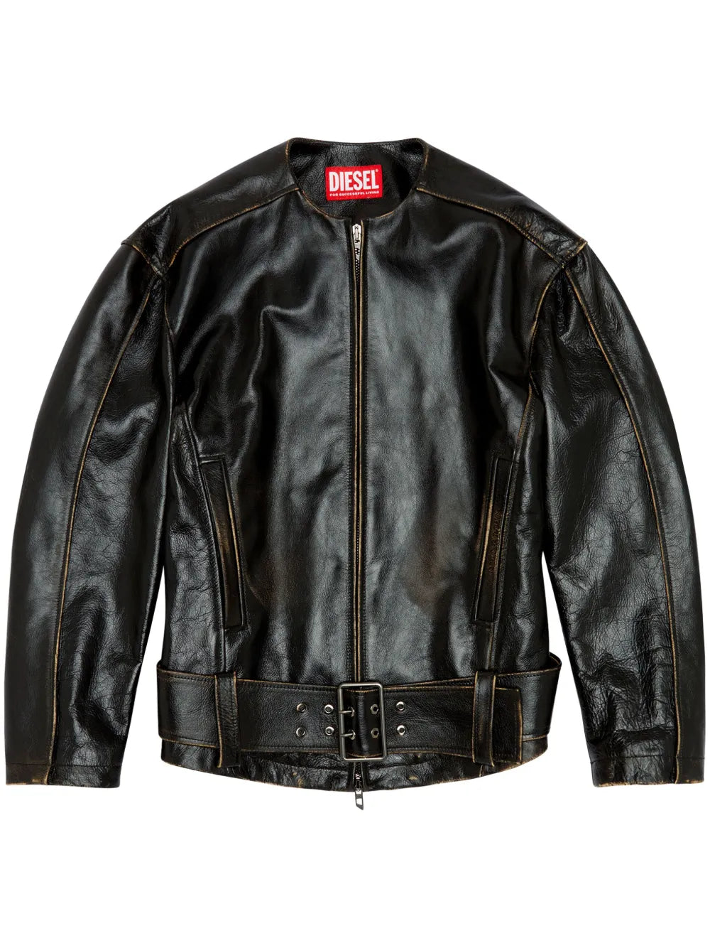 L-Margy Collarless Leather Jacket