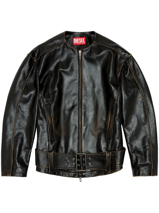 L-Margy Collarless Leather Jacket