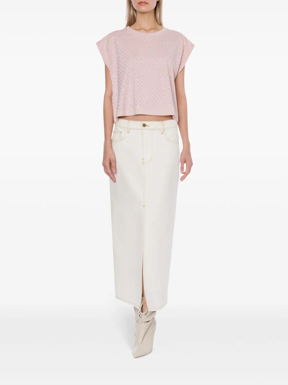 Rhinestone-Embellished Cotton T-Shirt