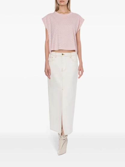 Rhinestone-Embellished Cotton T-Shirt