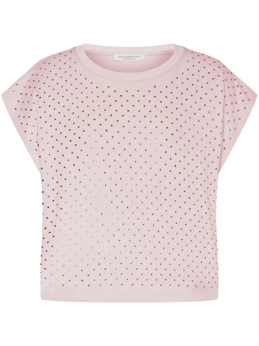 Rhinestone-Embellished Cotton T-Shirt
