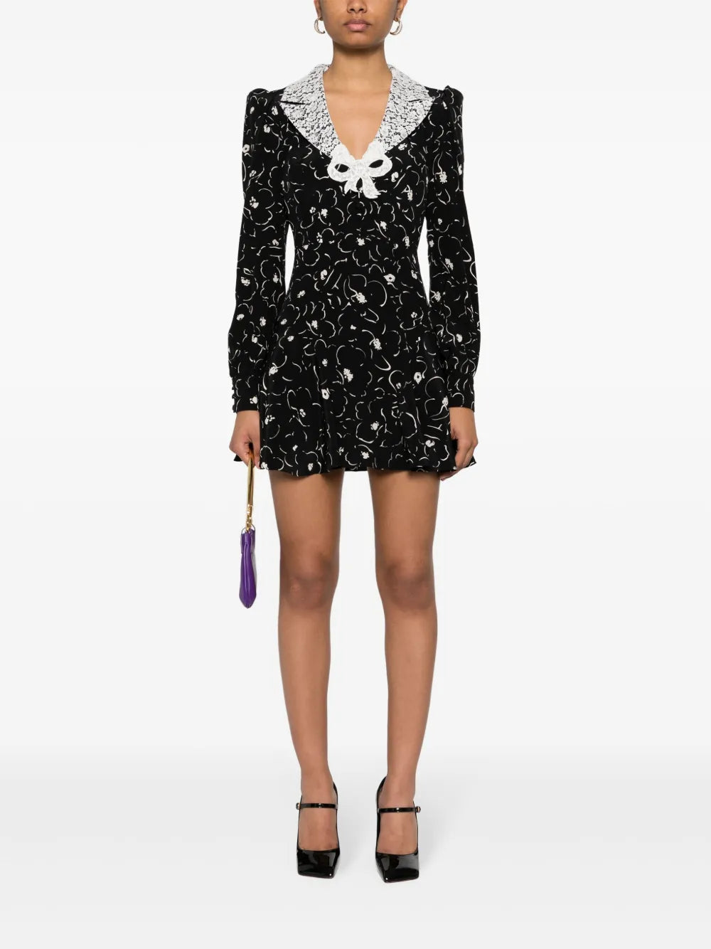 Floral-Print Silk Mini Dress