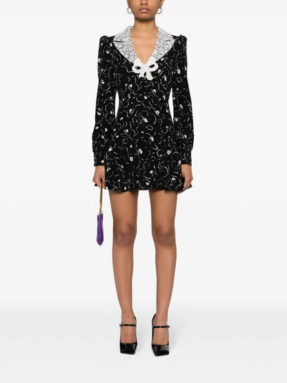 Floral-Print Silk Mini Dress
