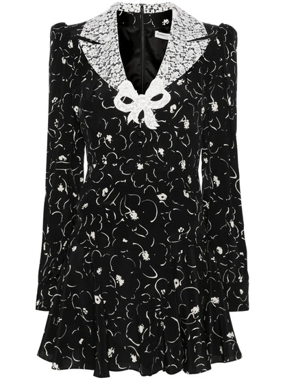 Floral-Print Silk Mini Dress