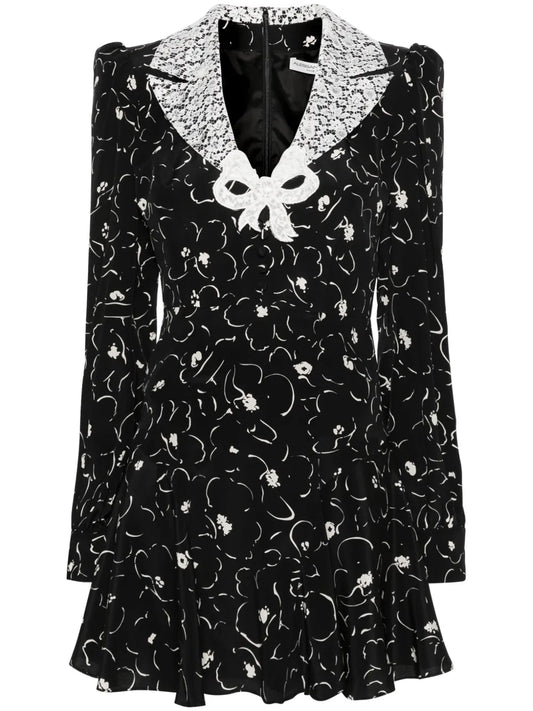 Floral-Print Silk Mini Dress