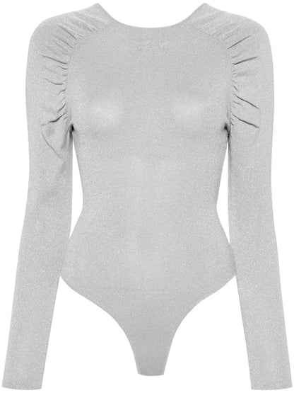 Logo-Embroidered Lurex Bodysuit