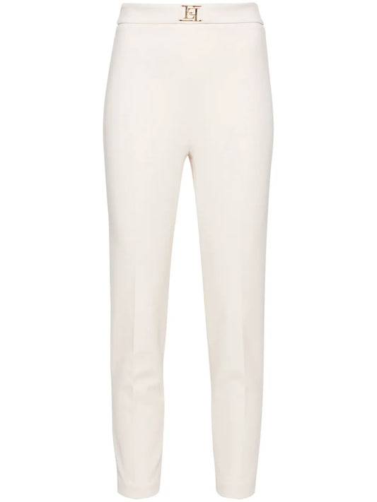 Cropped-Leg Crepe Trousers