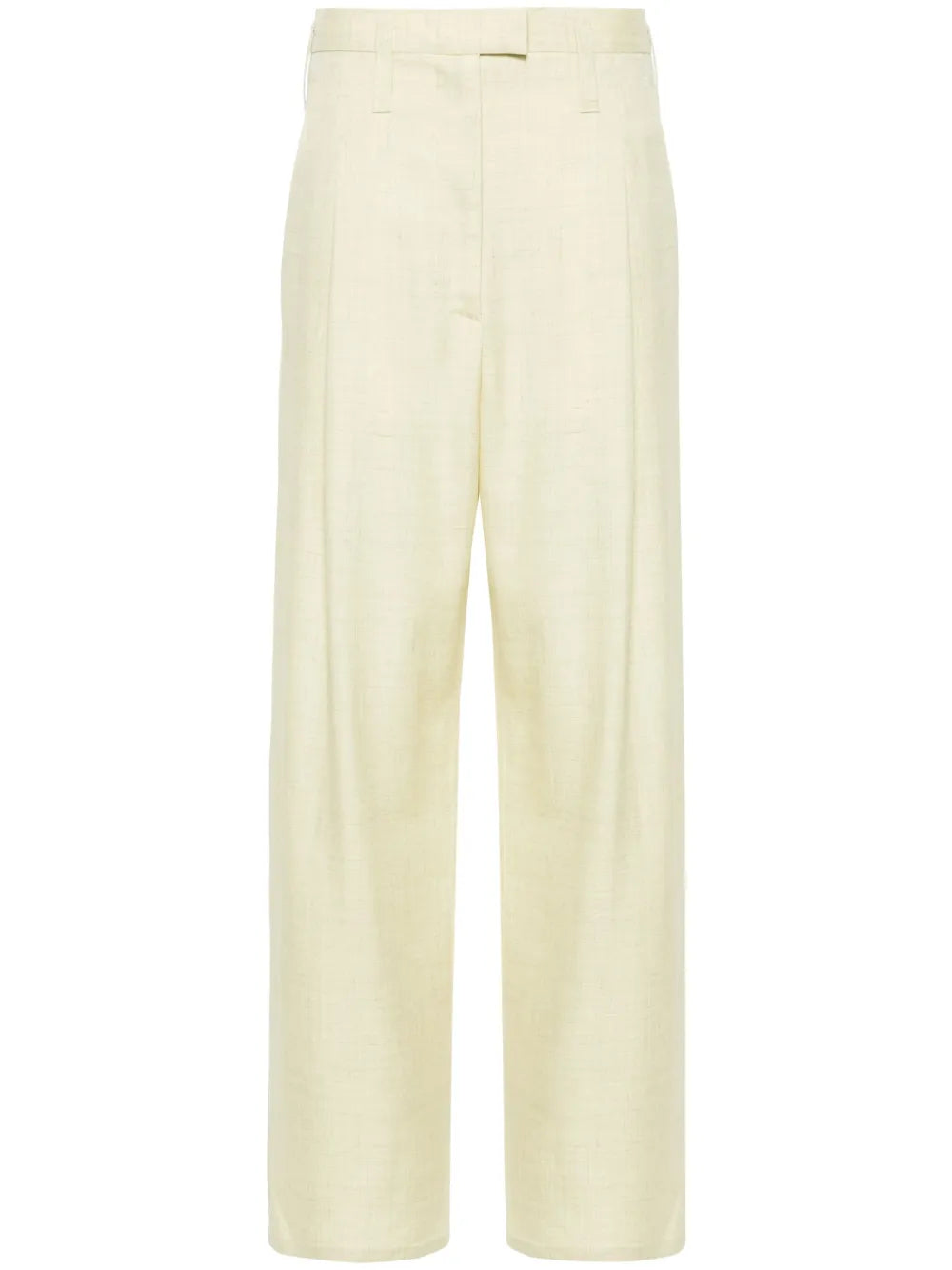 Chambray Pleated Straight Trousers
