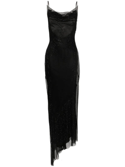 Rhinestone-Embellished Maxi Dress
