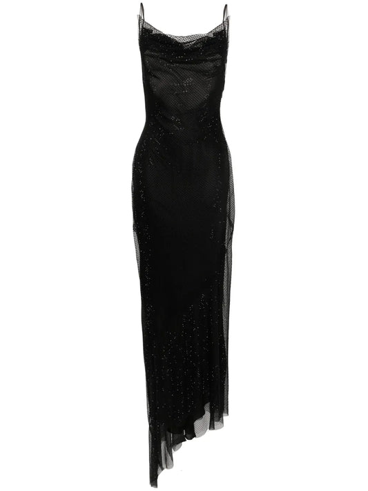 Rhinestone-Embellished Maxi Dress