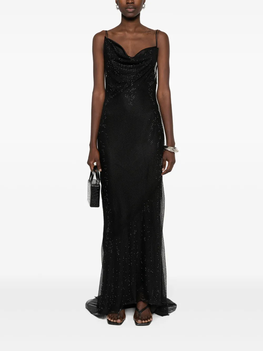 Rhinestone-Embellished Maxi Dress
