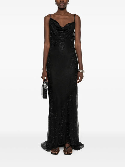 Rhinestone-Embellished Maxi Dress