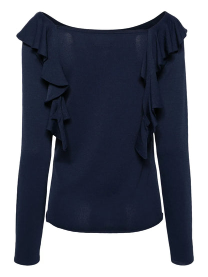 Ruffled Fine-Knit Jumper
