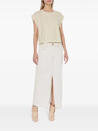 Rhinestone-Embellished Cotton T-Shirt