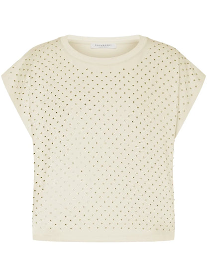Rhinestone-Embellished Cotton T-Shirt