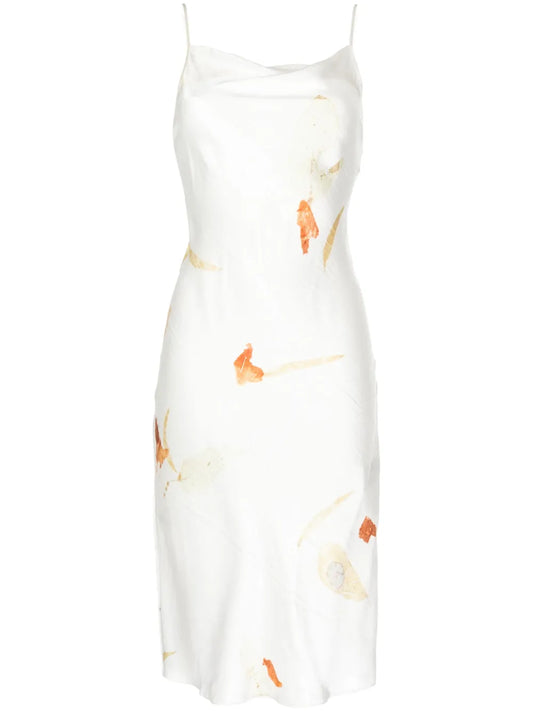 Floral-Print Silk Midi Dress