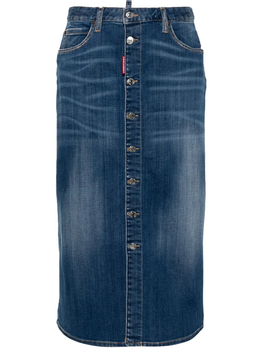 Med-Length Denim Skirt