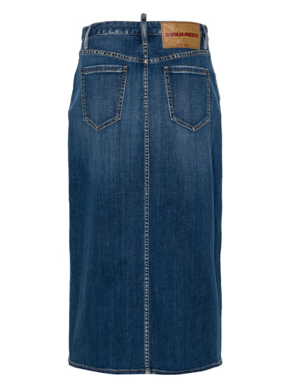 Med-Length Denim Skirt