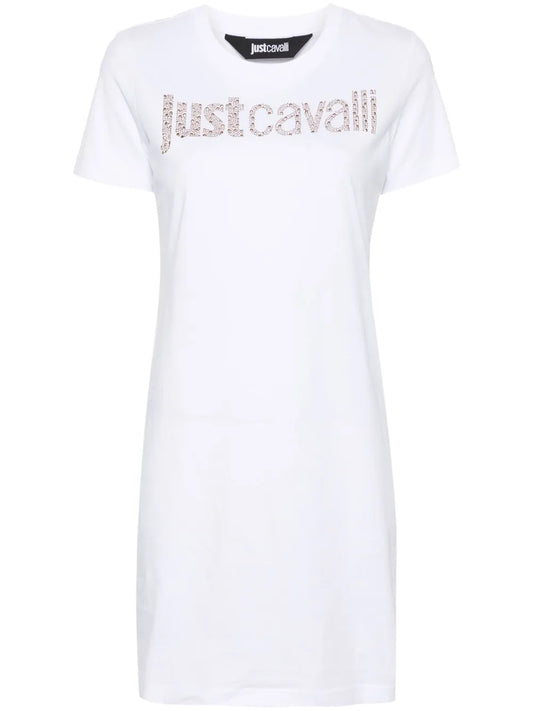 Rhinestone-Logo T-Shirt Dress