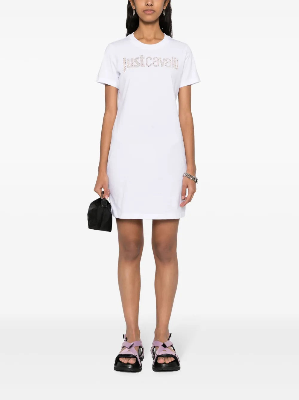 Rhinestone-Logo T-Shirt Dress
