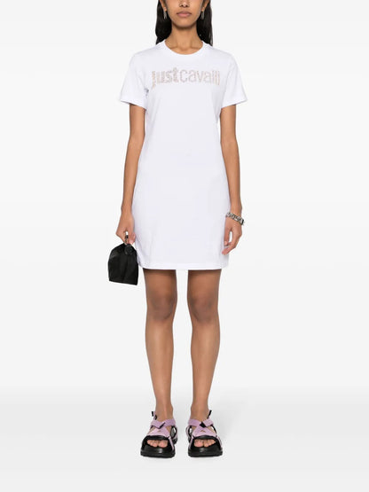 Rhinestone-Logo T-Shirt Dress