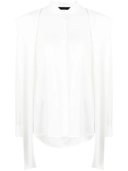 Drape-Detail Long-Sleeve Shirt