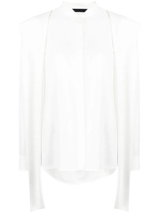 Drape-Detail Long-Sleeve Shirt