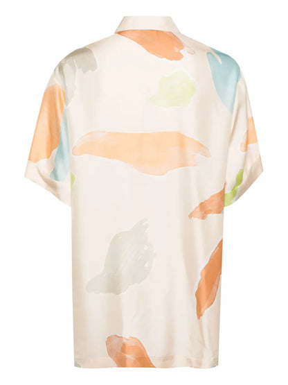 Abstract-Print Silk Shirt