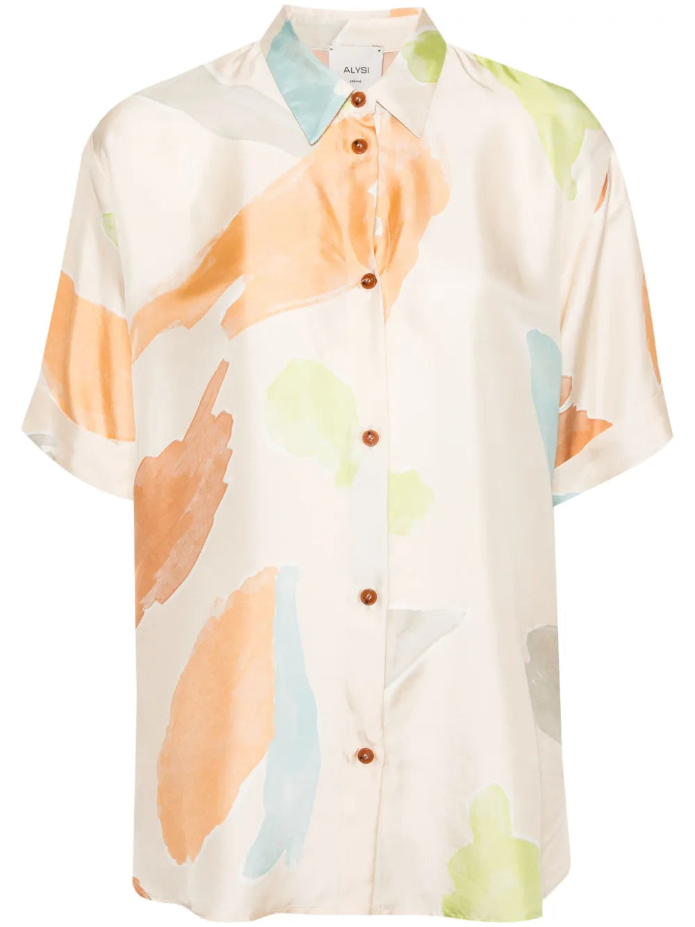 Abstract-Print Silk Shirt