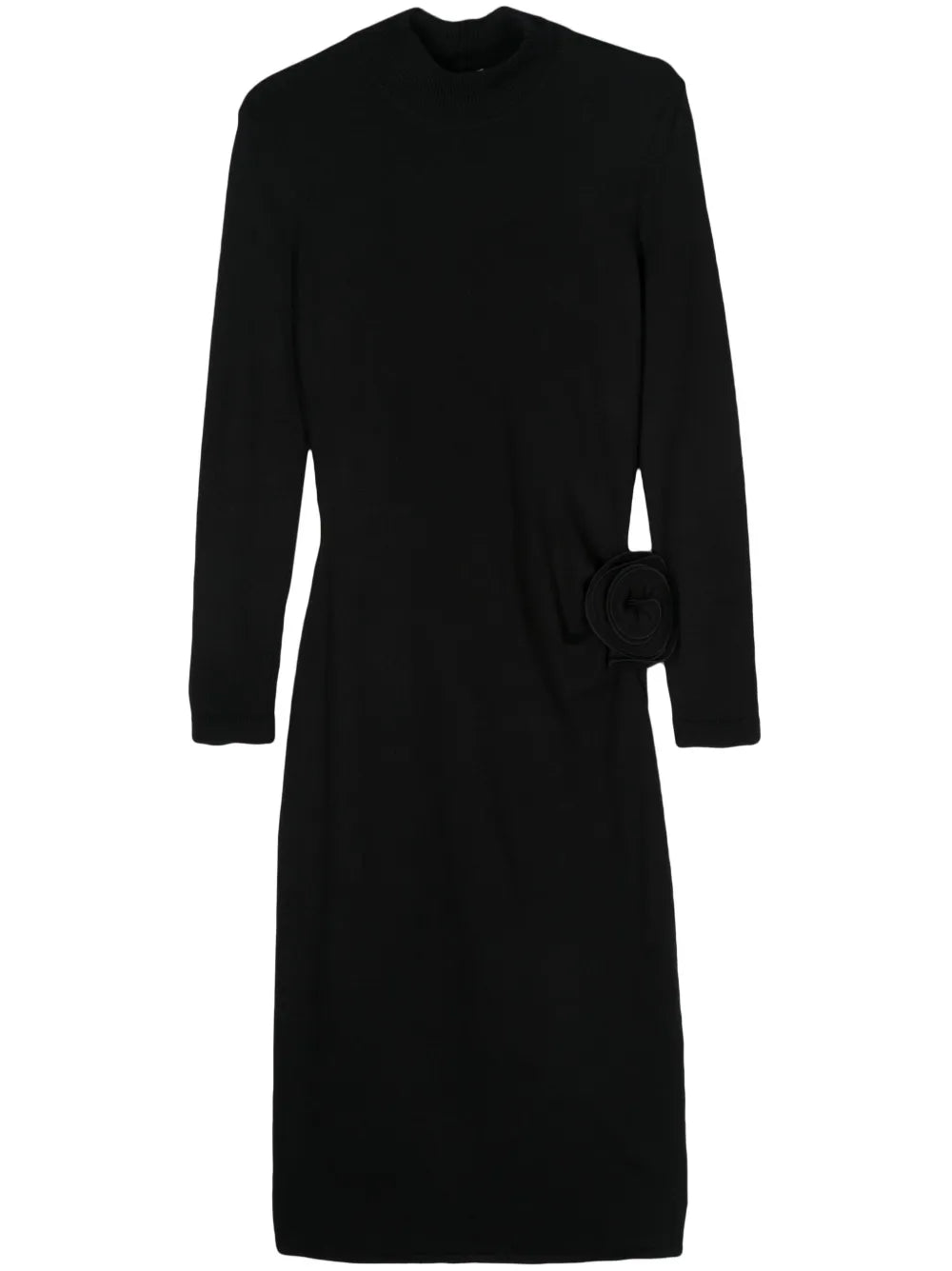 Flower-Appliqué Knit Dress