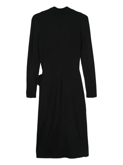 Flower-Appliqué Knit Dress