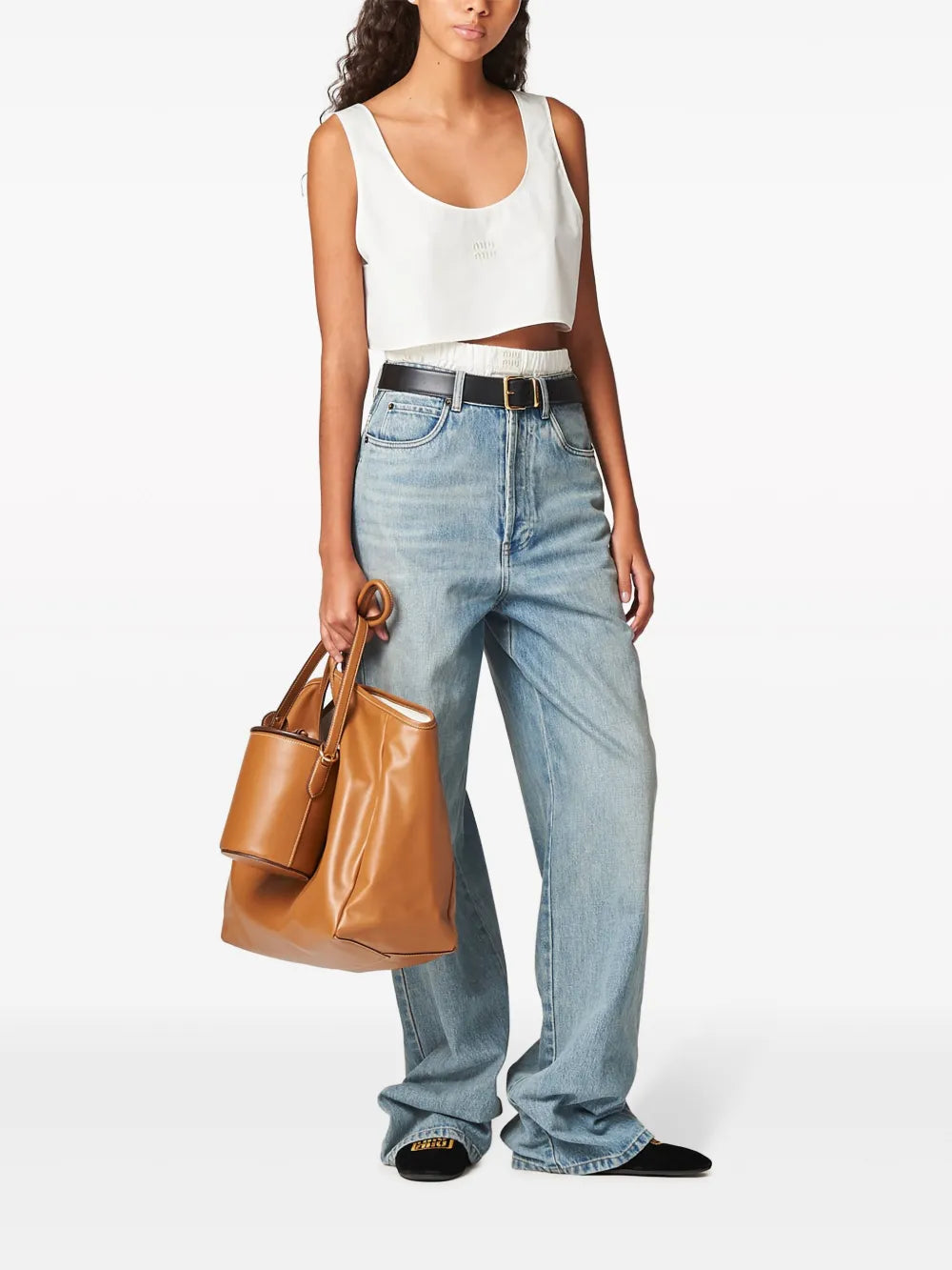 Cotton Wide-Leg Jeans