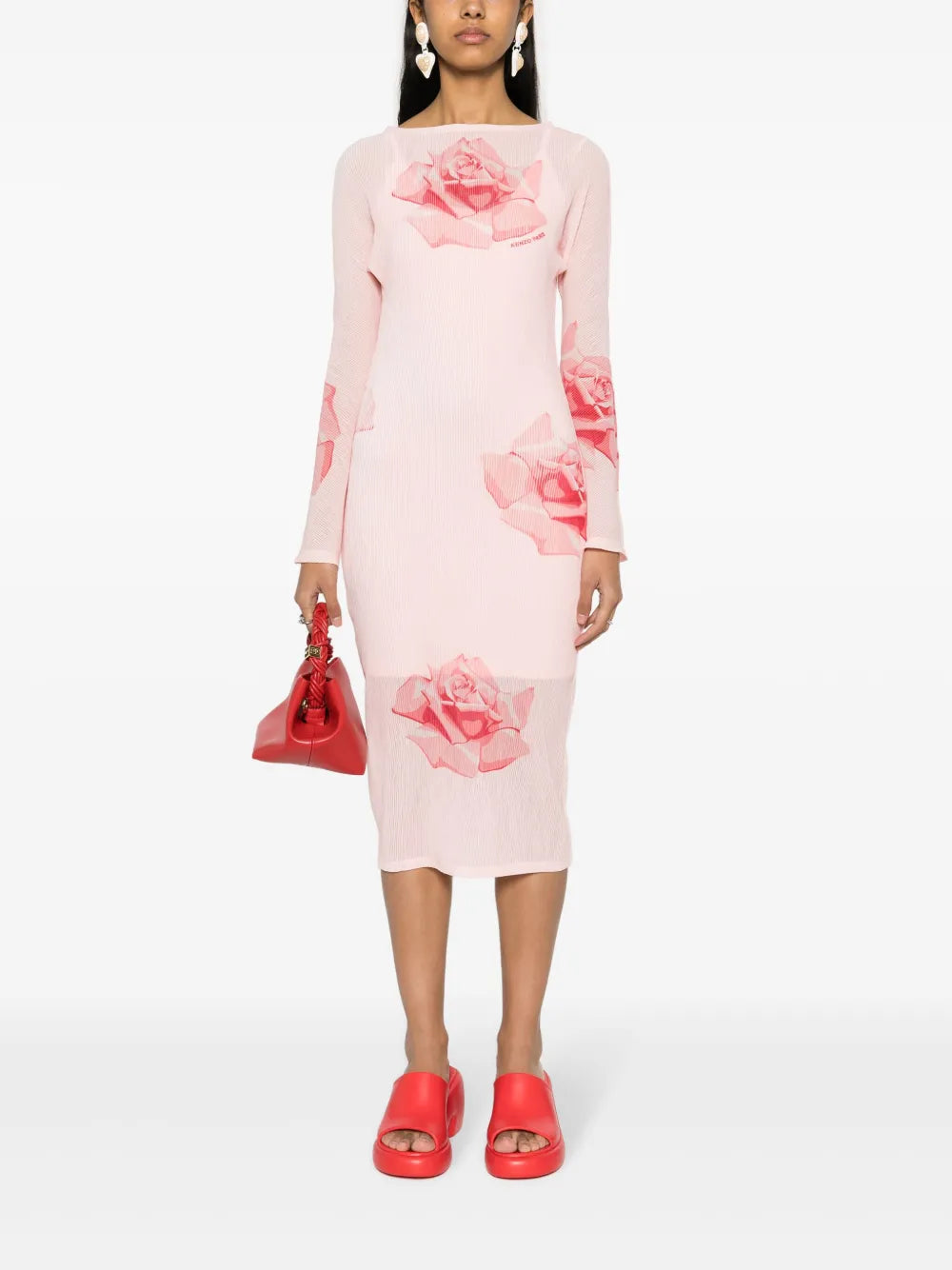 Plissé Midi Dress