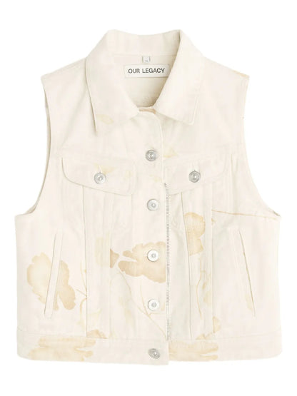 Zip-Up Denim Vest