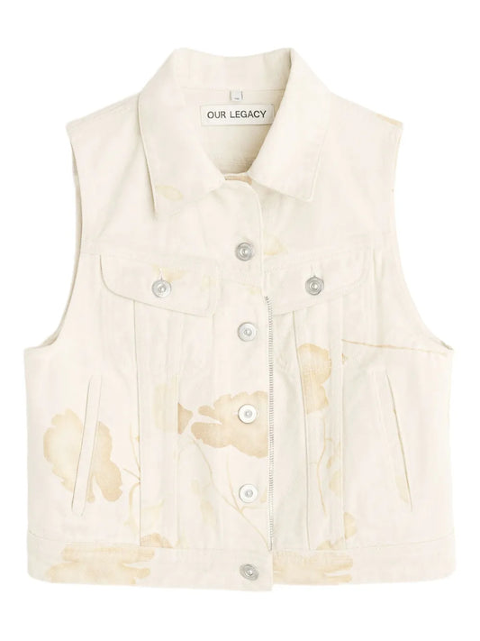 Zip-Up Denim Vest