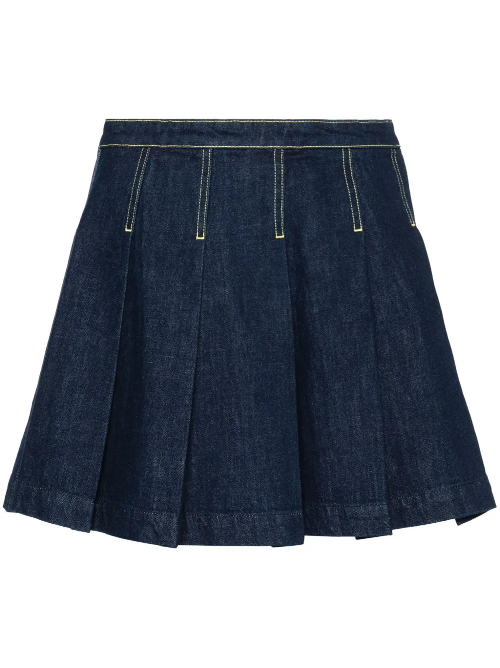 Pleated Denim Mini Skirt
