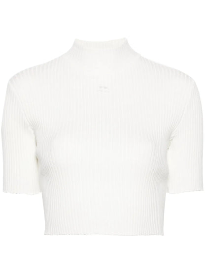 Mock-Neck Ribbed Top