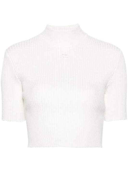 Mock-Neck Ribbed Top