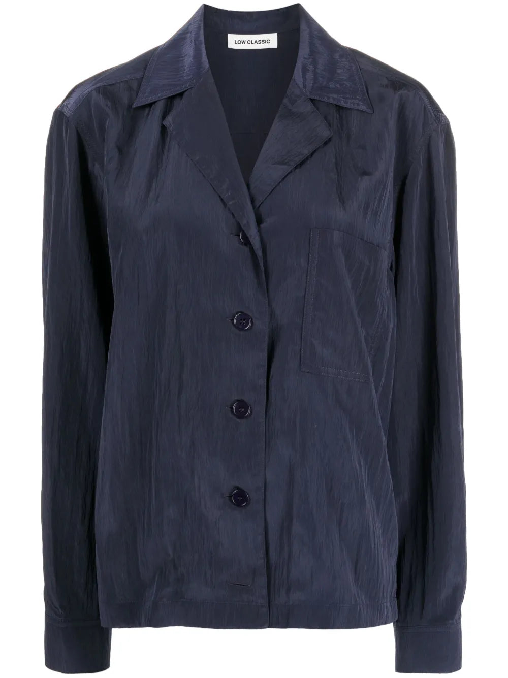 Camp-Collar Crinkled Shirt