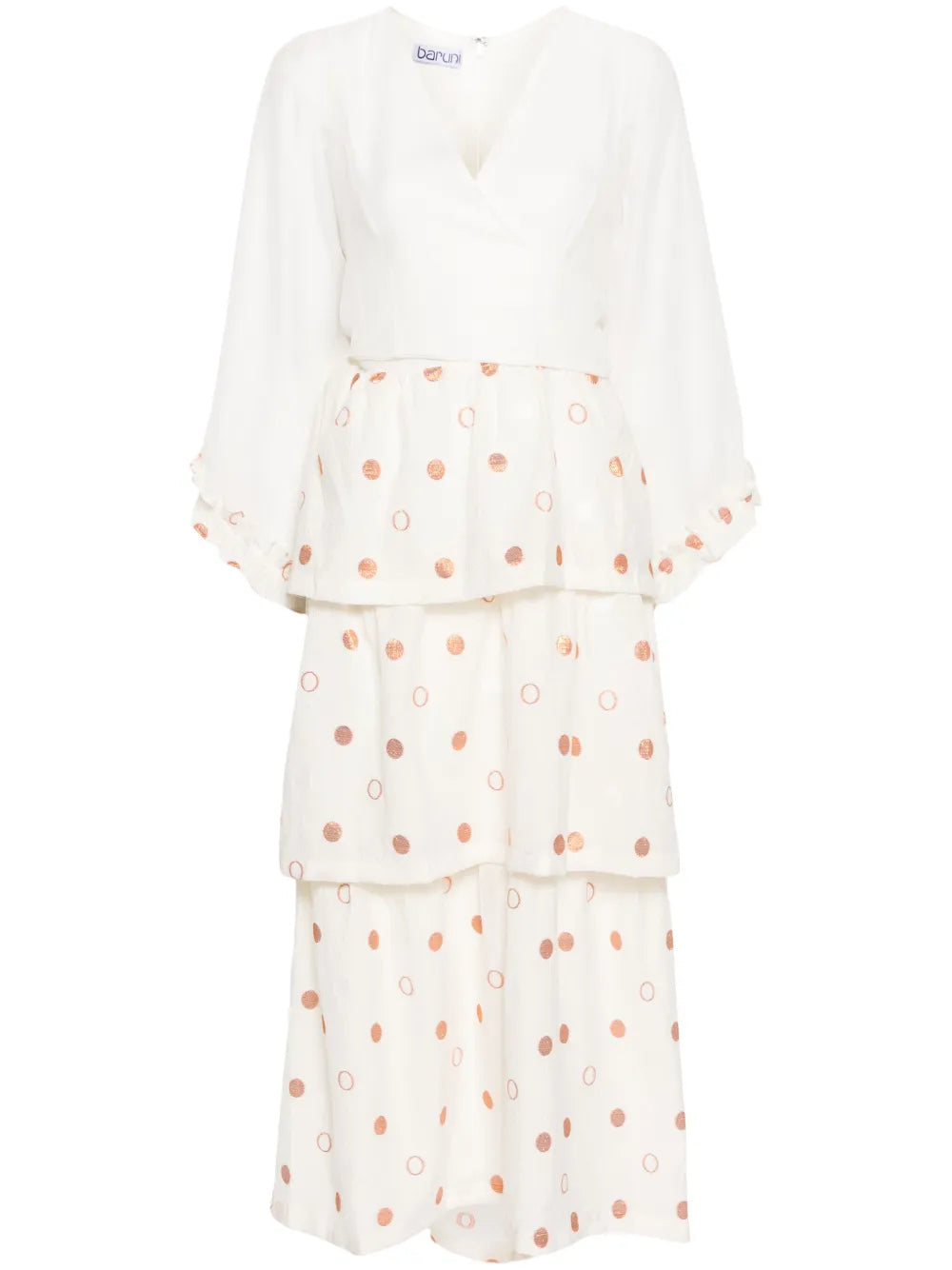 Polka-Dot Jacquard Wrap Dress