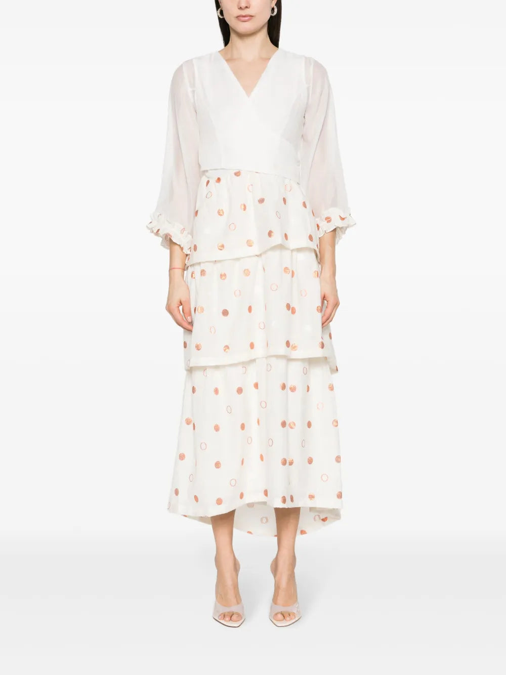 Polka-Dot Jacquard Wrap Dress
