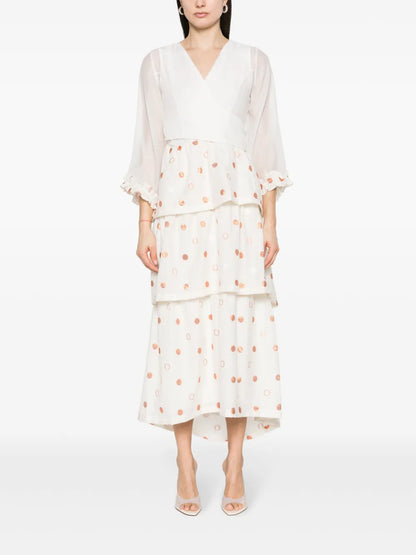 Polka-Dot Jacquard Wrap Dress