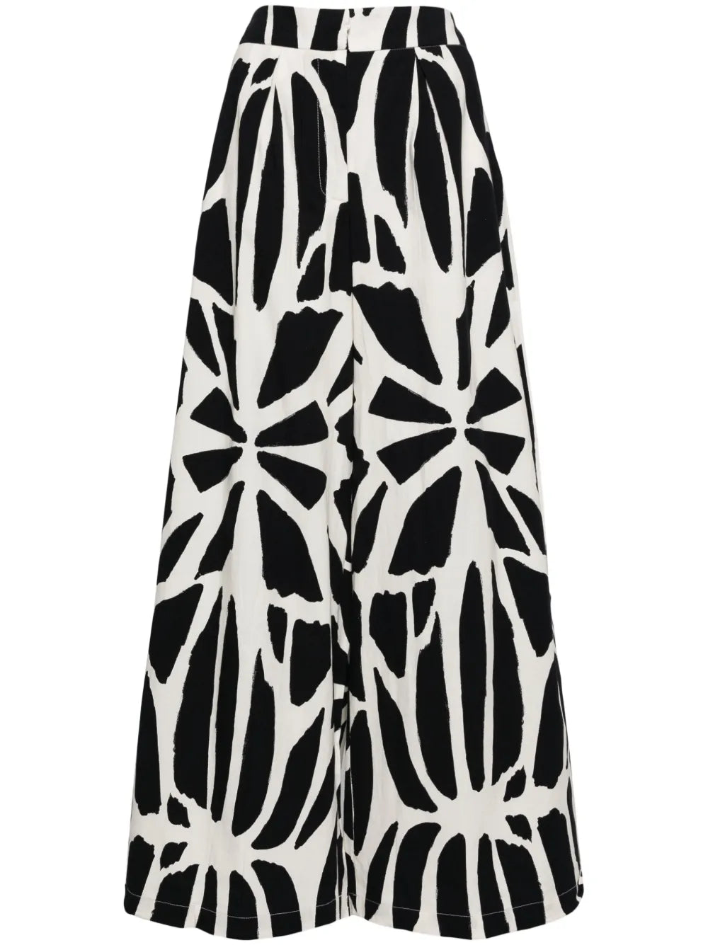 Graphic-Print Wide-Leg Cotton Trousers