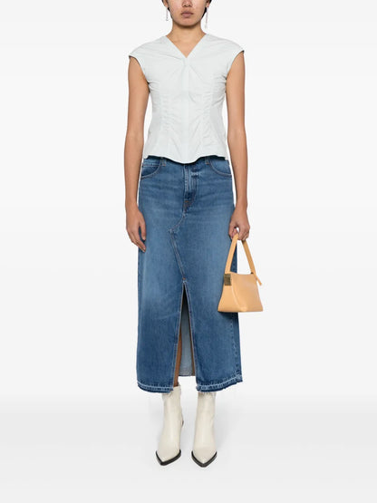 Cap-Sleeved Cotton Shirt