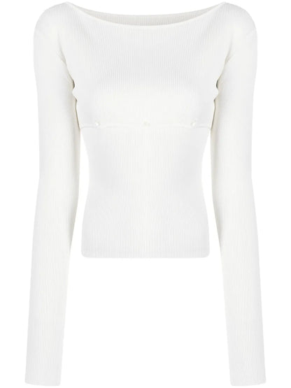 Boat-Neck Ribbed Jumper