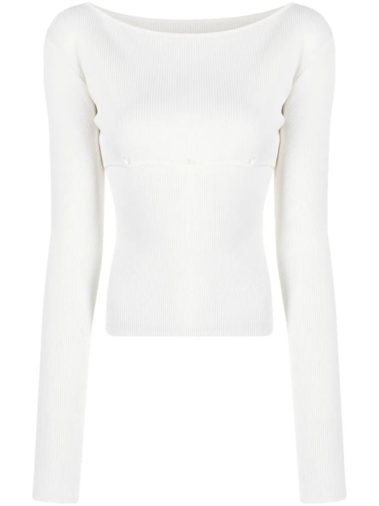 Boat-Neck Ribbed Jumper